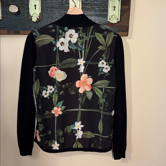 Ted Baker Secret Trellis Floral Back Open Front Black Cardigan Size 1 - Picture 7 of 15